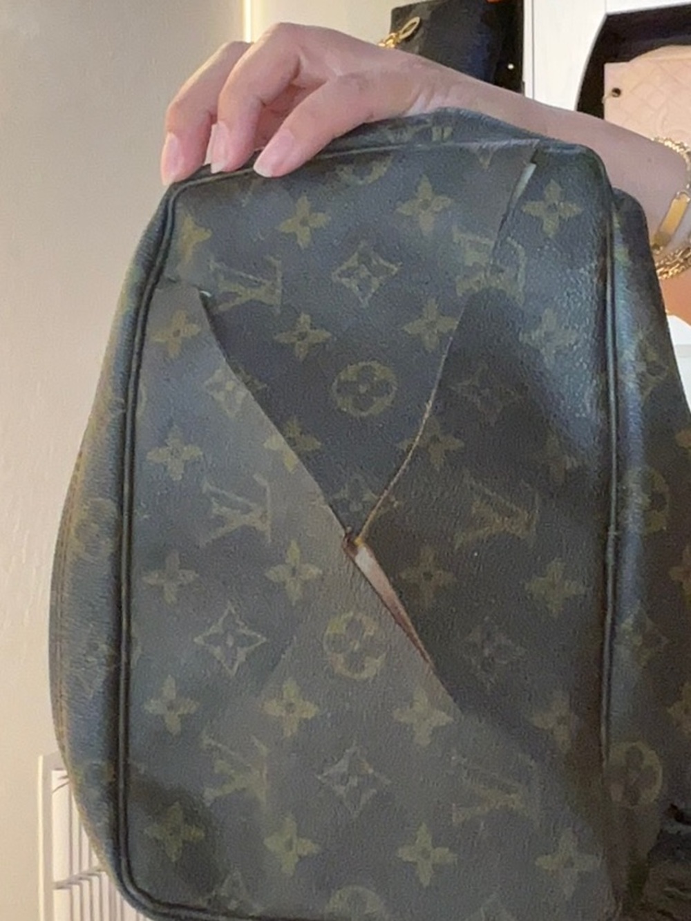 84. lv mono slashed sold as is desc in live no cancel/returns